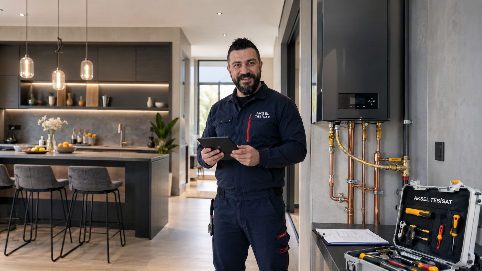 Kombi yer değişikliği planlaması yapan tesisatçı